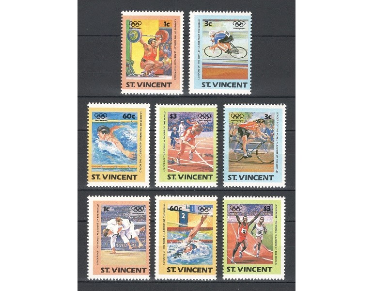 ST VINCENT 1984 - JOCURI OLIMPICE - SERIE DE 8 TIMBRE - NESTAMPILATA - MNH / sport349